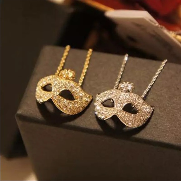 Masquerade Pendant Necklace in Gold or Silver - Picture 1 of 4